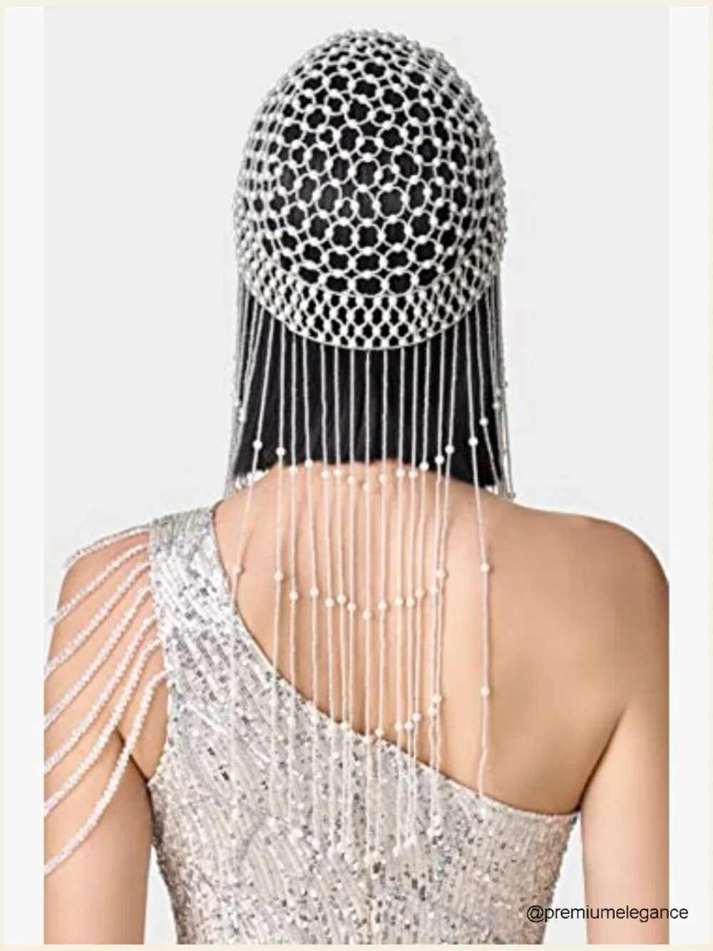 1920s Pearl Flapper Cap Headpiece - Gatsby Head Chain - Adult Costume Accessory